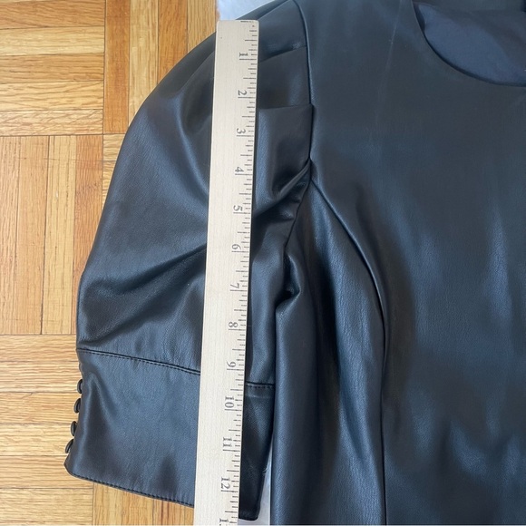AQUA faux leather top black short sleeve Size Small - Picture 9 of 12